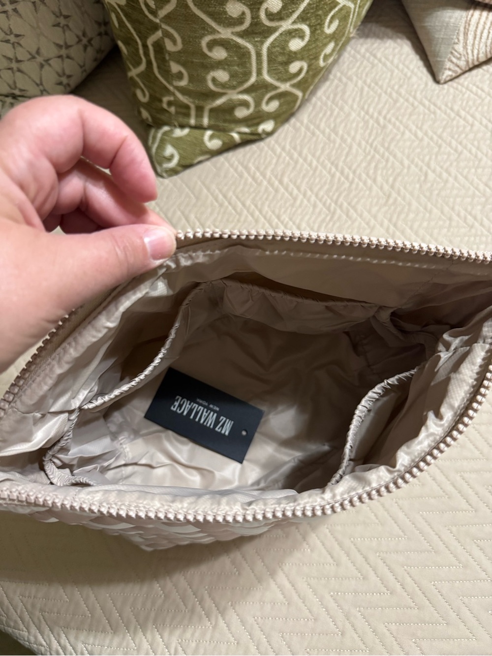 🎉QUICK SALE🎉MZ Wallace Large Zoey Cosmetic Mushroom Ecru Charter Stripe - Picture 6 of 8